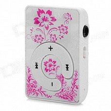 KD-MP3-31-HONGSE Flower Pattern Portable MP3 Player w/ TF - White + Deep Pink KD-MP3-31-HONGSE Flower Pattern Portable MP3 Player w/ TF - White + Deep Pink