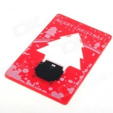 Card Style Christmas Tree Pattern 1-LED Green Light Decoration Lamp - Red + White Card Style Christmas Tree Pattern 1-LED Green Light Decoration Lamp - Red + White