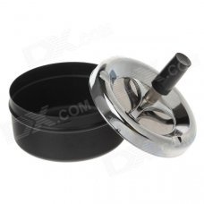 601-1 Creative Stainless Steel Springs Press Ashtray - Silver + Black 601-1 Creative Stainless Steel Springs Press Ashtray - Silver + Black