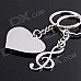 DEDO MG-67 Lover Heart+ Music Notes Zinc Alloy Keychain - Silver (2 PCS)