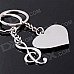 DEDO MG-67 Lover Heart+ Music Notes Zinc Alloy Keychain - Silver (2 PCS)