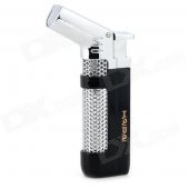 Windproof 1300'C Butane Jet Gas Lighter for Soldering / Lighting Cigarette - Black + Silver