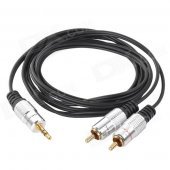 3.5mm Male to 2-RCA Male Audio Split Cable - Black + Silver