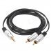 3.5mm Male to 2-RCA Male Audio Split Cable - Black + Silver 3.5mm Male to 2-RCA Male Audio Split Cable - Black + Silver