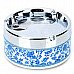 H2WY Blue + White Porcelain Style Stainless Steel + Plastic Ashtray - Blue + Silver + Multicolored H2WY Blue + White Porcelain Style Stainless Steel + Plastic Ashtray - Blue + Silver + Multicolored