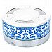 H2WY Blue + White Porcelain Style Stainless Steel + Plastic Ashtray - Blue + Silver + Multicolored H2WY Blue + White Porcelain Style Stainless Steel + Plastic Ashtray - Blue + Silver + Multicolored