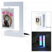 Stylish Triangle Shaped Magnetic Levitation Revolving LED Photo Frame - White