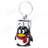 Cute QQ Penguin Style Butane Keychain Lighter - White + Black