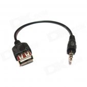 USB 3.0 Female to 3.5mm AUX Audio Transmission Cable for Car CD Disk- Black (13.5cm)