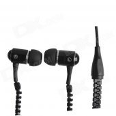 HH-135 Novel Zipper Style Universal Wired In-ear Headset - Black (3.5mm Plug)