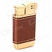 HONEST Zinc Alloy + PU Leather Butane Gas Lighter - Golden + Brown HONEST Zinc Alloy + PU Leather Butane Gas Lighter - Golden + Brown