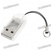 World's Smallest SDHC MicroSD TransFlash TF USB 2.0 Card Reader Keychain (Random Color)