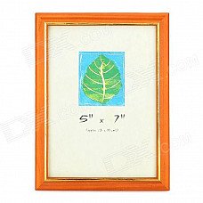 XK-01 Square Shape Pin Wood 5" x 7" Photo Frame - Orange + Golden + Multi-Colored