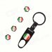 Italy Flag Replacement Aluminum Alloy Car Tire Valve Caps + Key Ring Set - Black (4 PCS)