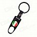 Italy Flag Replacement Aluminum Alloy Car Tire Valve Caps + Key Ring Set - Black (4 PCS)