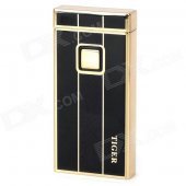 Touch Windproof Butane Gas Jet Lighter - Black + Golden