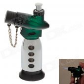 6698 Blue Flame Windproof Butane Gas Jet Lighter w/ Safe lock / Cover - Silver + Green
