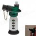 6698 Blue Flame Windproof Butane Gas Jet Lighter w/ Safe lock / Cover - Silver + Green