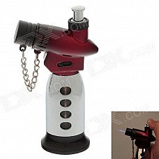 New Creative Blue Flame Windproof Butane Gas Jet Lighter w/ Safe Lock / Cover - Silver + Red New Creative Blue Flame Windproof Butane Gas Jet Lighter w/ Safe Lock / Cover - Silver + Red