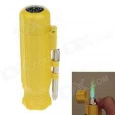 6552 Creative Portable Green Flame Windproof Lighter w/ Compass - Yellow 6552 Creative Portable Green Flame Windproof Lighter w/ Compass - Yellow