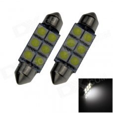 Festoon 39mm 1.2W 100lm 6 x SMD 5050 LED White Light Car Reading / Roof / Dome Lamp - (12V / 2 PCS) Festoon 39mm 1.2W 100lm 6 x SMD 5050 LED White Light Car Reading / Roof / Dome Lamp - (12V / 2 PCS)