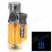 Mini Windproof Welding Torch Blue Flame Butane Jet Lighter - Translucent Yellow + Black (1300'C)