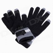 Chthi YMX-B2 Bluetooth Talking Warm Knitted Winter Gloves w/ Speaker for Cellphone - Black Grey