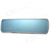 4.3" 3.0MP 720P 140 Degree Wide Angle Car Rearview DVR w/ 4-LED + Voice Broadcast - Black + Silver
