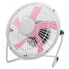 Lileng 819 USB Rechargeable 5-Blade Fan - Black + Yellow