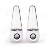 USB Powered Colorful LED Fountain Dancing Water Stereo Music Speakers w/ 3.5mm Audio In - White