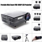 Geekwire LP-5B Portable FHD 1080P LED Projector w/ HDMI,VAG,USB 2.0, AV, SD - Piano Black (EU Plug)