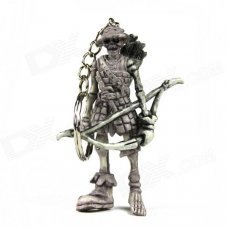 Hunter Skeleton Rubber Keychain - Grey + Silver White