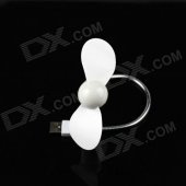 USB Powered Flexible Neck 2-Blade Fan - White + Silver