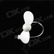 USB Powered Flexible Neck 2-Blade Fan - White + Silver