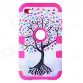 Love Heart Tree Style Protective Silicone Case for IPOD Touch 4 - Dark Pink + White