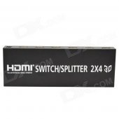 2-to-4 Full HD 1080P w/ Deep Color HD Audio 3D HDMI Splitter / Aux / SPDIF - Black (2-In-4-Out)