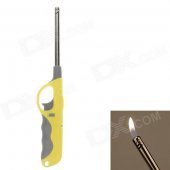 Adjustable Orange Flame Gas Lighter w/ Long Mouth - Yellow + Gray
