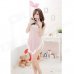 B04 Cute Sexy See-through Bunny Costume Wear Set - White + Light Pink (4 PCS)
