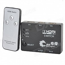 QUICKMAN RM301 3 In 1 Out 1080P HDMI Switch / Splitter w/ Remote Control - Black QUICKMAN RM301 3 In 1 Out 1080P HDMI Switch / Splitter w/ Remote Control - Black