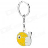 ZB-11 Thumb Up Gesture Stainless Steel Keyring - White + Yellow + Silver