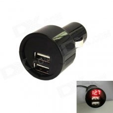 Kinrener UV02-B Car Voltage Monitor 3A Dual USB Car Cigarette Lighter Charger - Black (12~24V) Kinrener UV02-B Car Voltage Monitor 3A Dual USB Car Cigarette Lighter Charger - Black (12~24V)