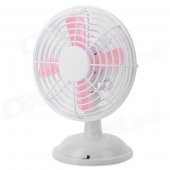 818 160 Degree Rotary Mini USB 2.0 4-Blade 2-Mode Fan - White + Light Pink