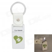 6530 Four Leaves Zinc Alloy Gas Lighter w/ Keyring - White