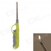Adjustable Orange Flame Gas Lighter w/ Long Mouth - Green + Gray