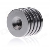 DSC-0531 Strong Round Hole NdFeB Magnet - Silver (5 PCS / 25 x 3mm)