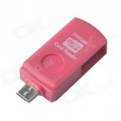 2-in-1 USB 2.0 / Micro USB OTG TF Card Reader for OTG Smartphones and PCs - Deep Pink