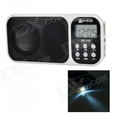 Hi-Rice SD-102 Mini Portable 1.2" Screen Media Player Speaker w/ FM / TF - White + Black