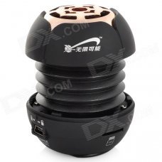 T050 3W Mini Portable Retractable Stereo Speaker w/ TF - Black + Golden (16GB Max.) T050 3W Mini Portable Retractable Stereo Speaker w/ TF - Black + Golden (16GB Max.)