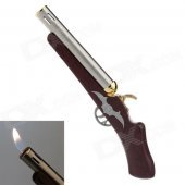 6708 Stylish Gun Style Butane Jet Lighters - Brown + Silver + Golden