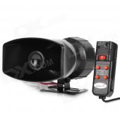 LIT 60W 5-tone Electronic Siren Annunciator for Car - Black